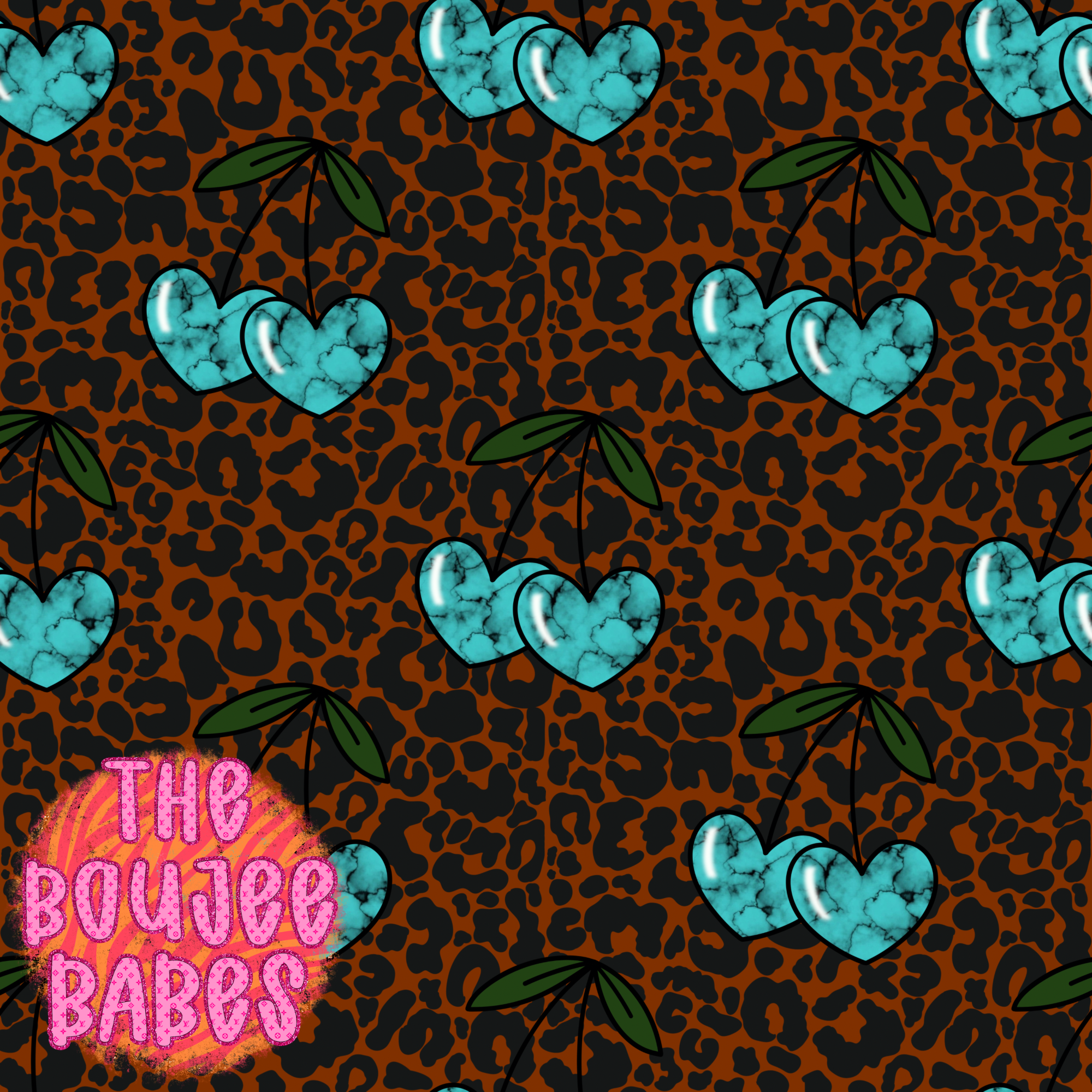 Turquoise Cherries Seamless